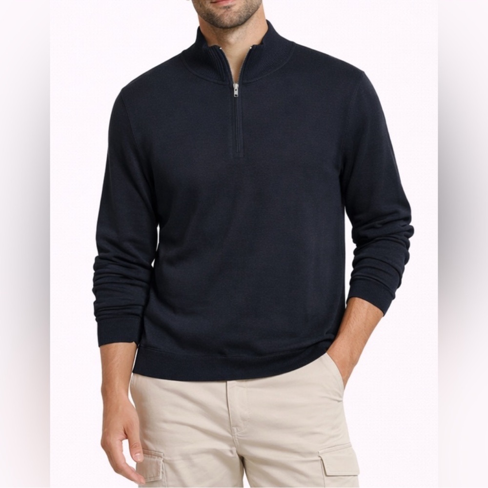 Cutter & Buck Men's Black Quarter Zip Sweater